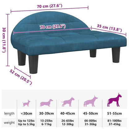 280054 - VIDA XL Shtrat Qeni Blu 70x52x30 cm Kadife