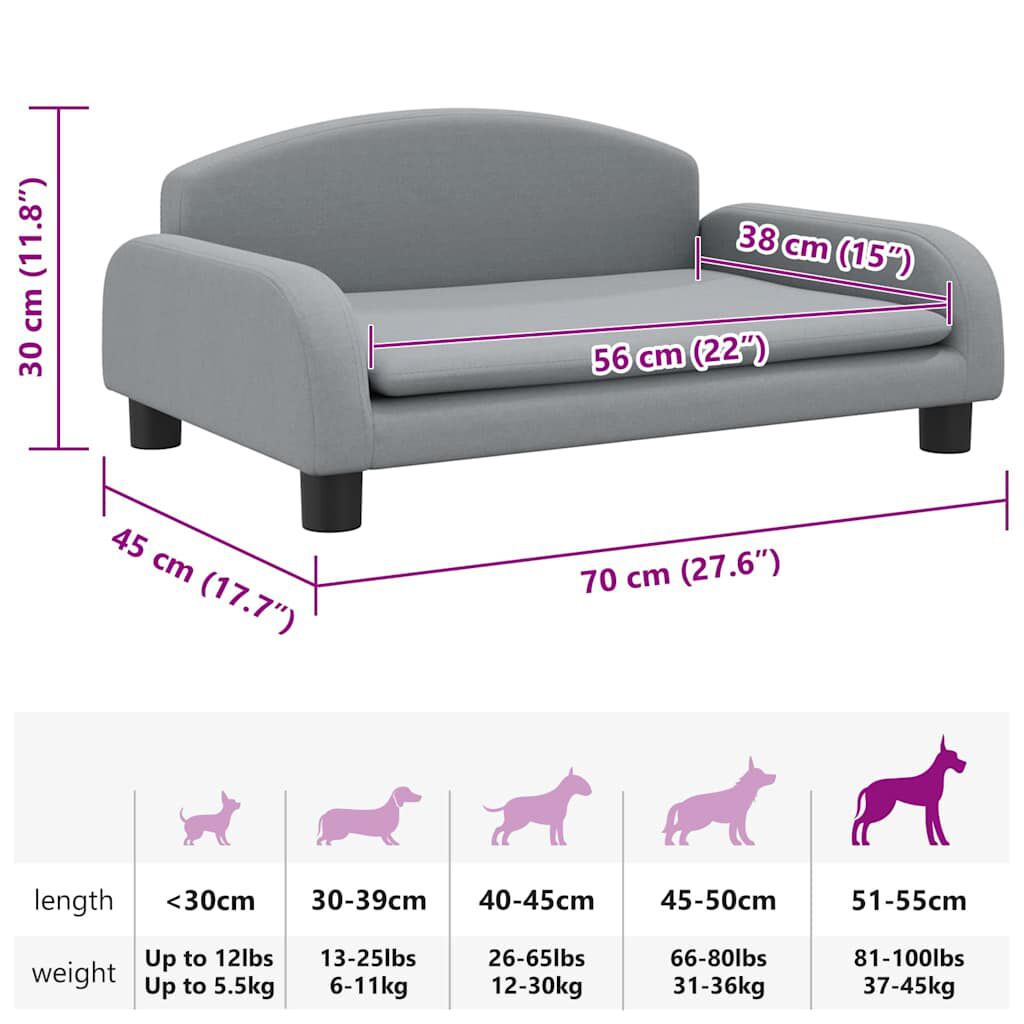 280055 - VIDA XL Shtrat për Qen, Gri e Çelët 70x45x30 cm, Material