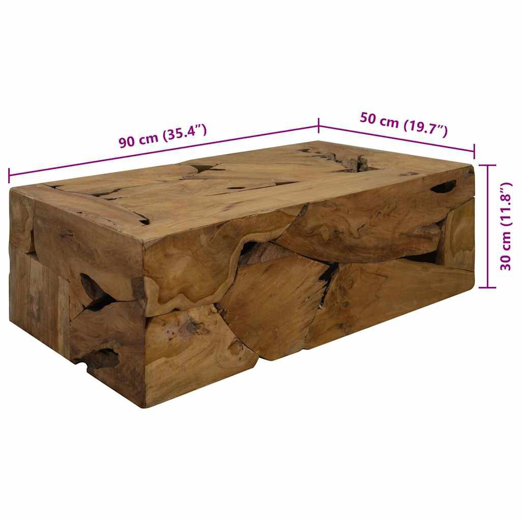 280067 - VIDAXL Tavolinë kafeje 90x50x30 cm Ngjyrë Tiku e Vërtetë Kafe