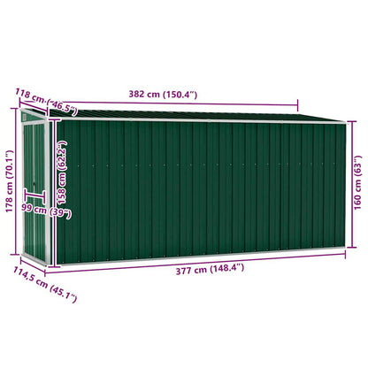 265088 - VIDAXL Kasolle Kopshti e Montuar në Mur, Ngjyrë Jeshile 118x382x178 cm, Çelik i Galvanizuar