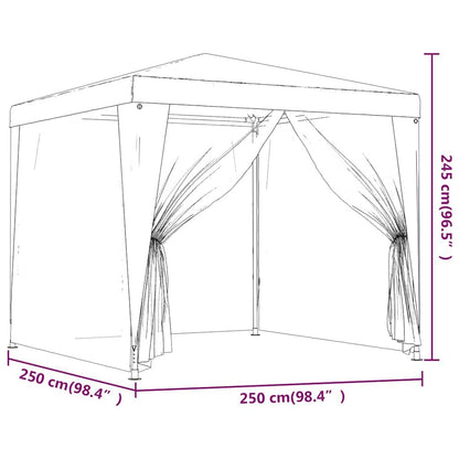 265139 - VIDAXL Tendë për festa me 4 mure anësore rrjetë Blu 2,5x2,5 m HDPE