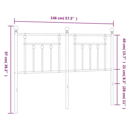 280203 - VIDAXL Kokë shtrati metalike, e bardhë, 140 cm