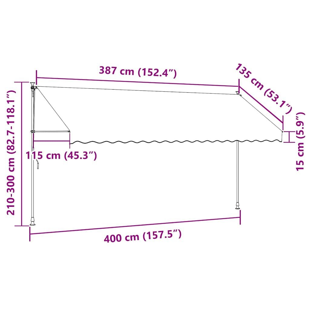 280252 - VIDAXL Tendë e tërheqshme Antracit 400x150 cm Pëlhurë dhe çelik