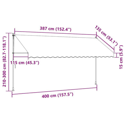 280252 - VIDAXL Tendë e tërheqshme Antracit 400x150 cm Pëlhurë dhe çelik