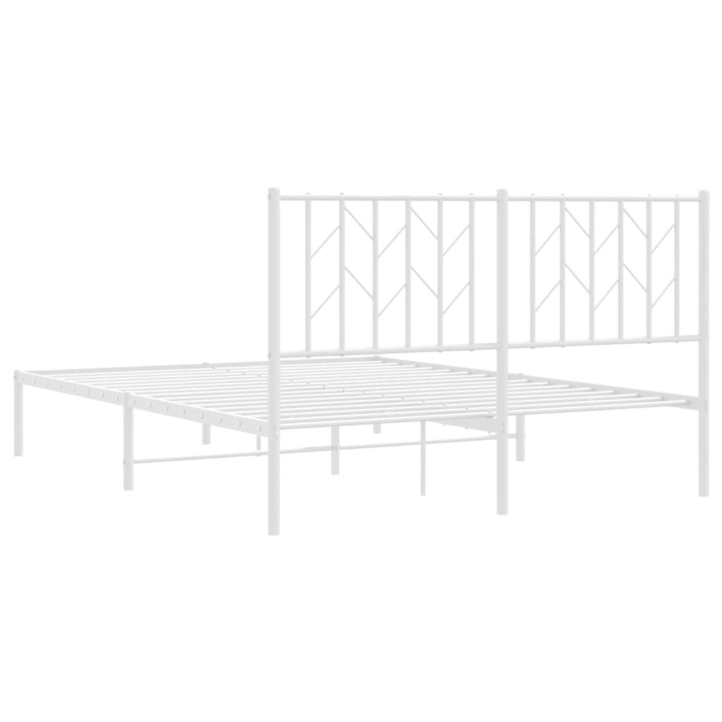 265268 - VIDA XL Kornizë shtrati metalike pa dyshek me kokën e shtratit, e bardhë 135x190 cm