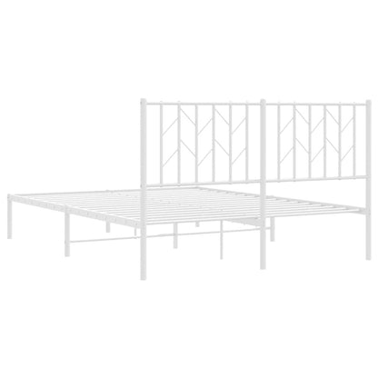 265268 - VIDA XL Kornizë shtrati metalike pa dyshek me kokën e shtratit, e bardhë 135x190 cm