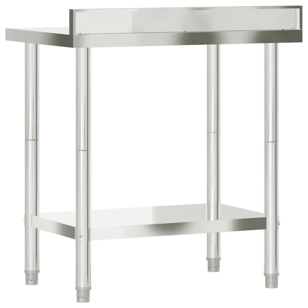 280280 - VIDA XL Tavolinë Pune Kuzhine me Spërkatje Prapa 82,5x55x93 cm Çelik Inoks
