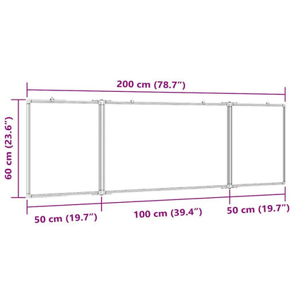 280308 - VIDA XL Tabelë e bardhë magnetike e palosshme prej alumini 200x60x1,7 cm