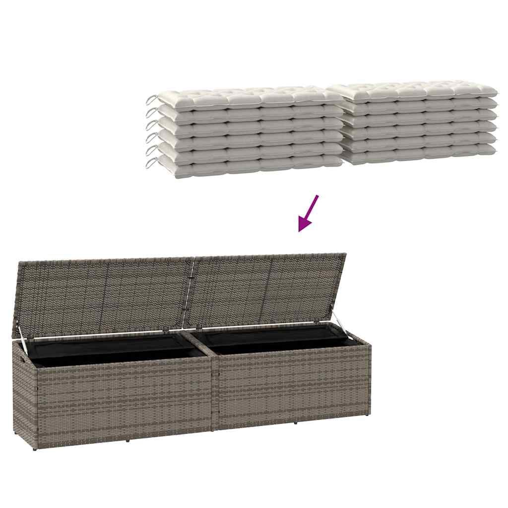 280364 - VIDAXL Kuti Ruajtjeje për Kopsht, Gri 220x50x58 cm, Prerë nga Polietileni Rattan