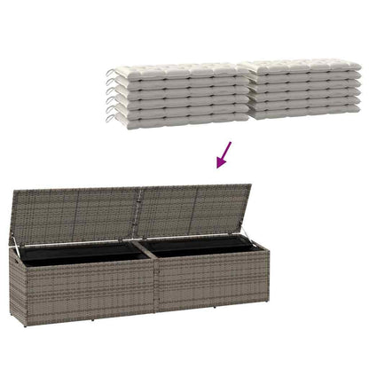 280364 - VIDAXL Kuti Ruajtjeje për Kopsht, Gri 220x50x58 cm, Prerë nga Polietileni Rattan