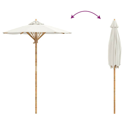280376 - vidaXL Çadër kopshti Elegante , Ngjyre Kremë dhe e Bardhe Ø 150 x 210 cm Bamboo
