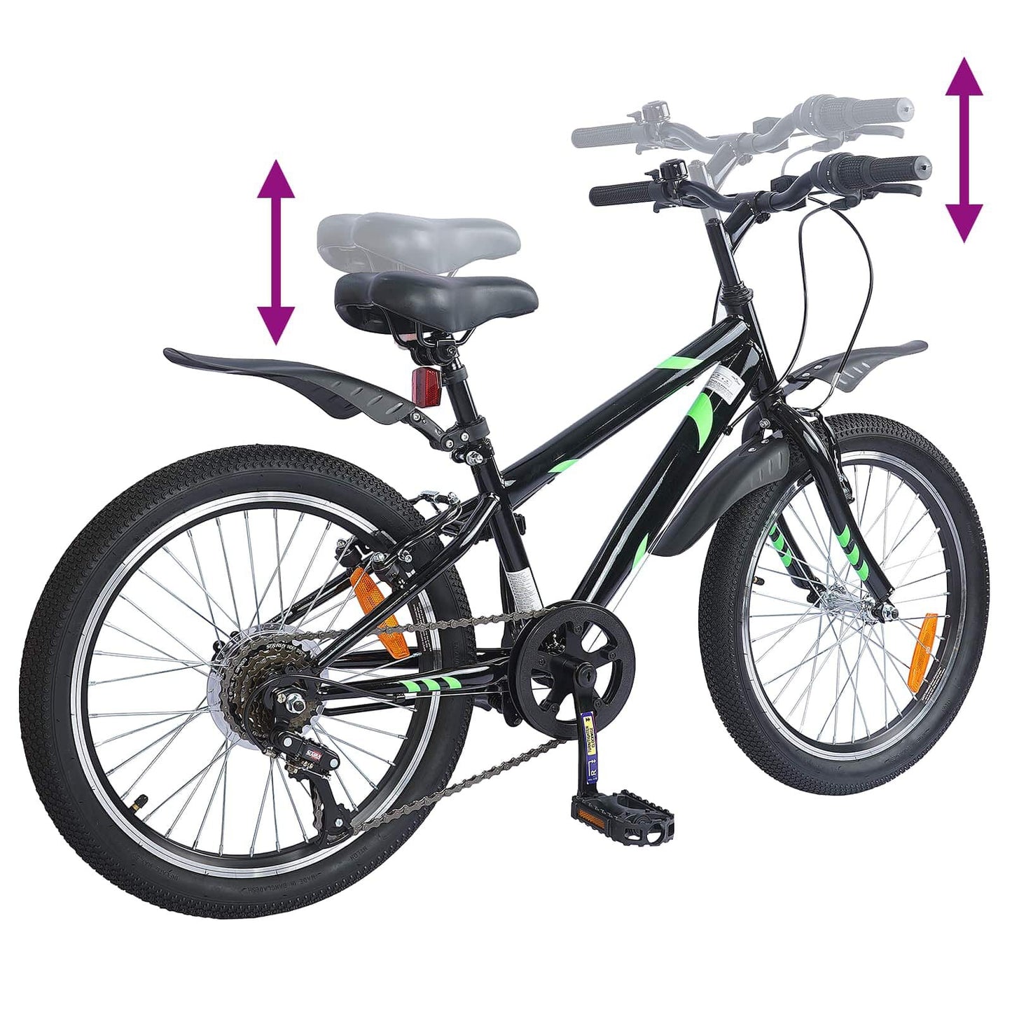 265367 - vidaXL Bicikletë për Fëmijë 24'' me 6 Shpejtësi për 8-12 Vjec, e Zezë