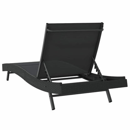 280421 - vidaXL Shezlong Dielli i Zi 197 x 70 x 82 cm prej Polietileni Ratan