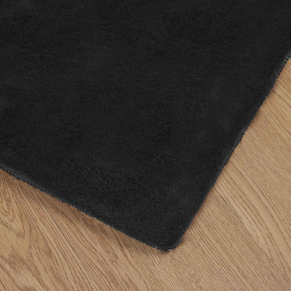 280450 - vidaXL Qilim Anti-Rrëshqitës me Lesh Lepuri Artificial OLITE i Zi 80 x 150 cm Poliester