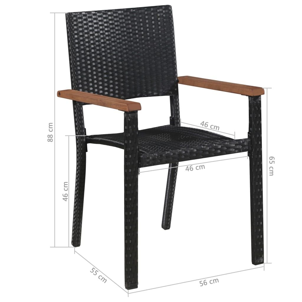 265414 - VIDAXL Set ngrënieje për jashtë me 9 pjesë, prej poli-ratani dhe druri akacie, i zi