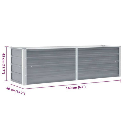 212437 - VIDAXL Shtretër i Ngritur për Kopsht, Çelik i Galvanizuar 160x40x45 cm, Gri