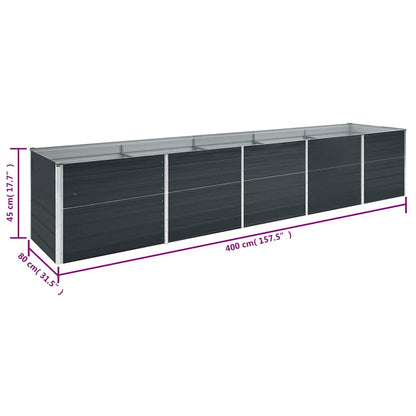 265601 - vidaXL Vazo e Ngritur për Kopsht prej Çeliku të Galvanizuar 400x80x45 cm – Antracit.