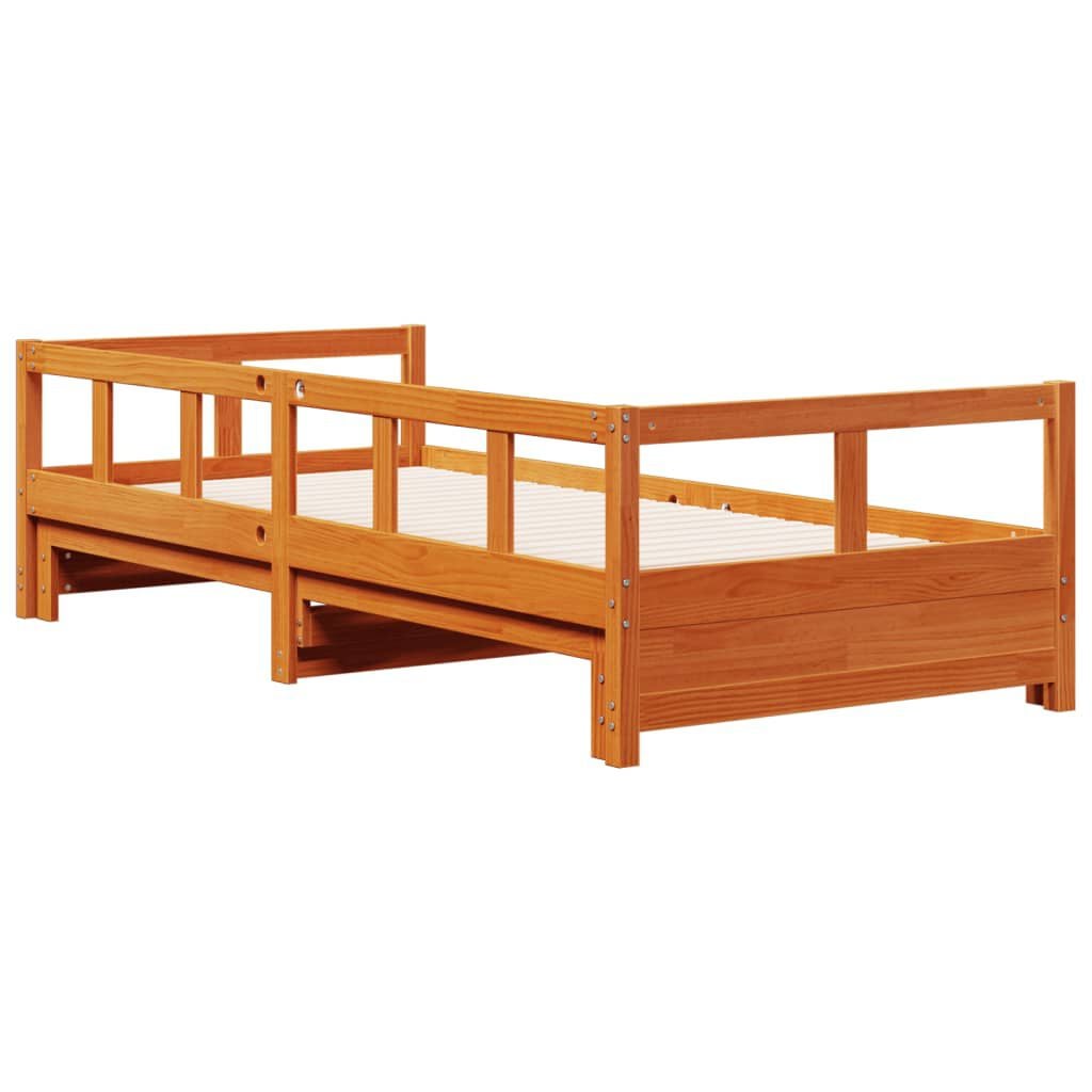 265531 - VIDAXL Divan pa Dyshek Dylli Ngjyrë Kafe 90x200 cm Dru Pishe i Fortë