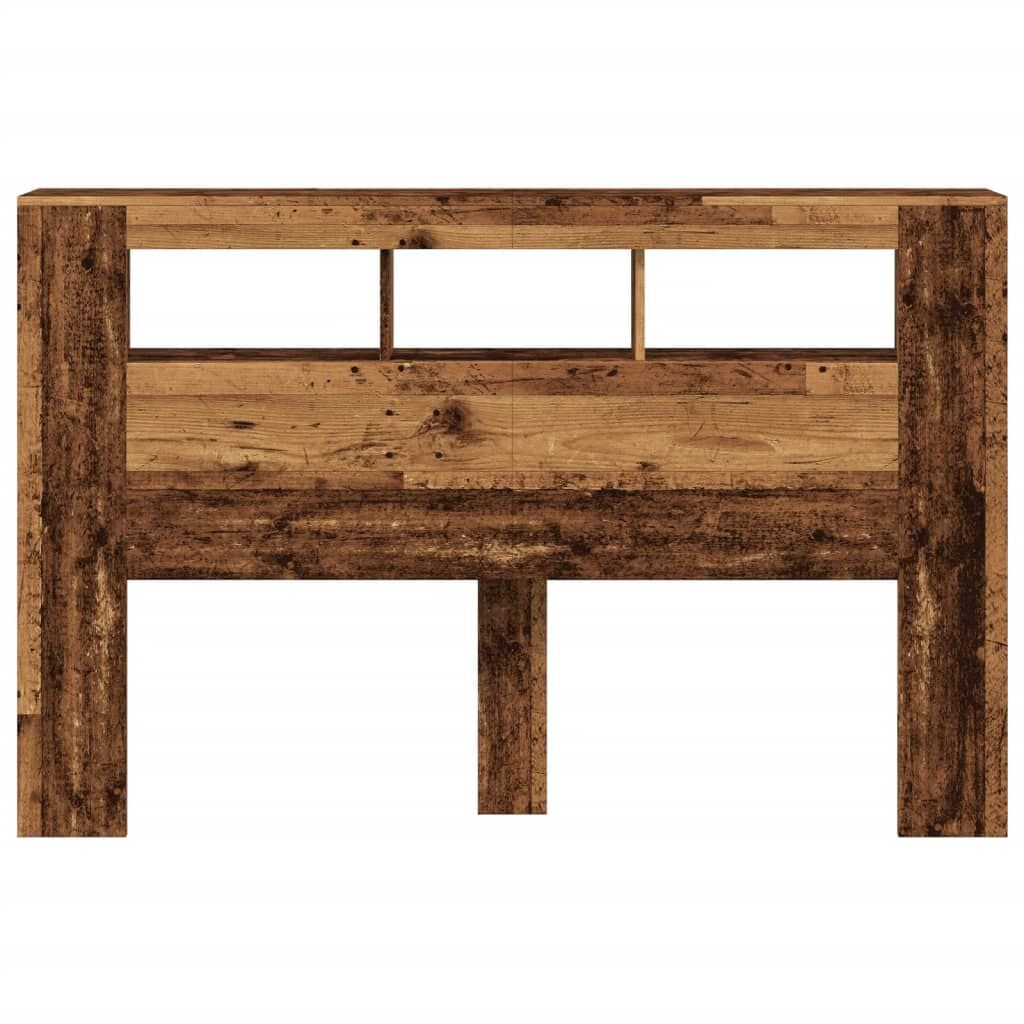 280591 - VIDAXL Koka e shtratit LED prej druri të vjetër 160x18,5x103,5 cm