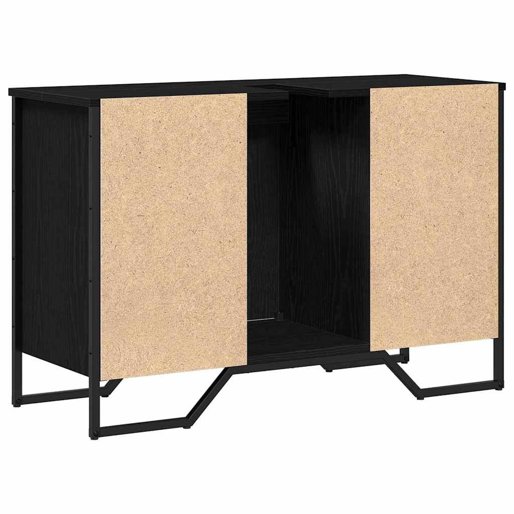265566 - vidaXL Dollap Lavamani për Banjo, Lisi i Zi 91 x 35 x 60 cm, Dru i Përpunuar