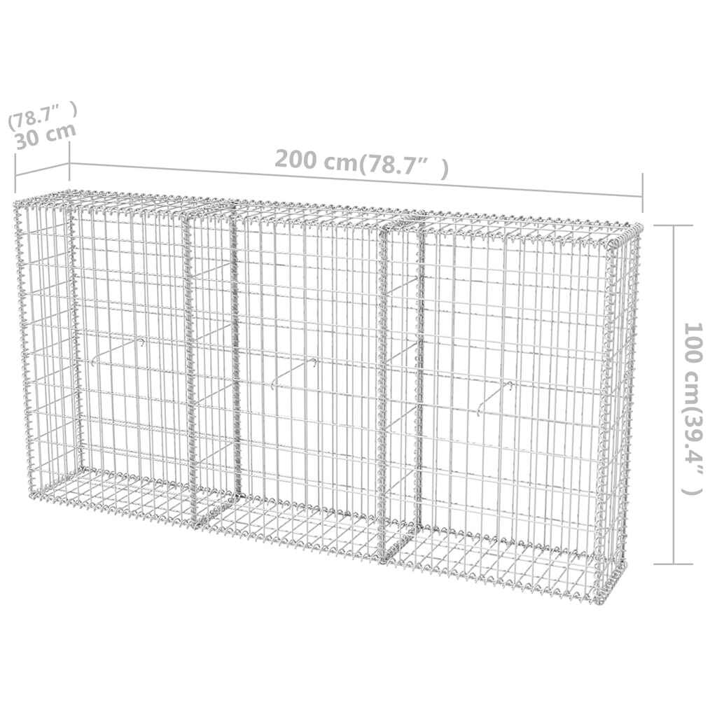 280010 - VIDAXL Shportë Gabioni Çelik i Galvanizuar 200x30x100 cm