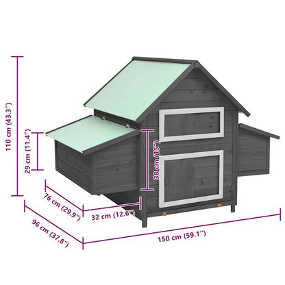 181516 - VIDAXL Kafaz Për Pulesh në Ngjyra Gri dhe të Bardhë, Dimensionet 152x96x110 cm, Materiali Dru i Fortë