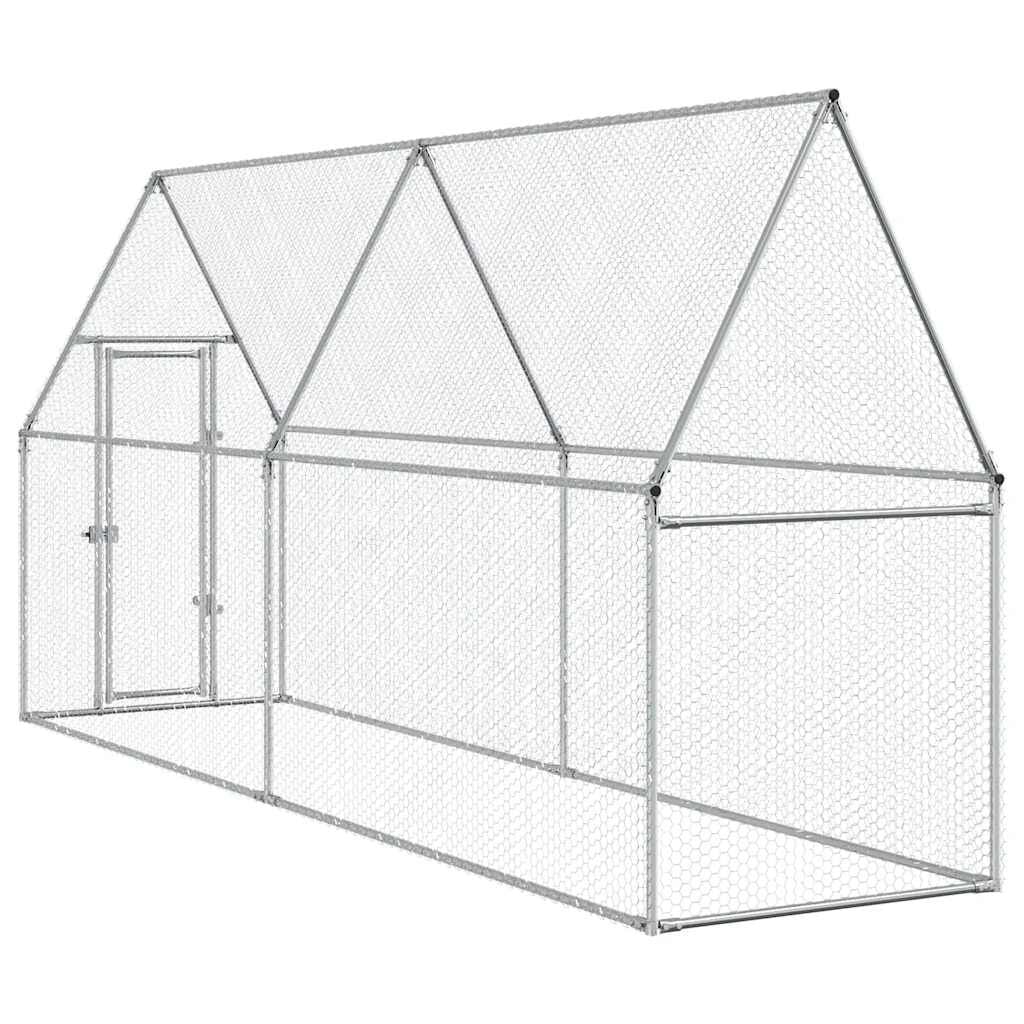 265053 - VIDAXL Kafaz për Pula, Ngjyrë Argjendi 400x100x190 cm, Çelik i Galvanizuar