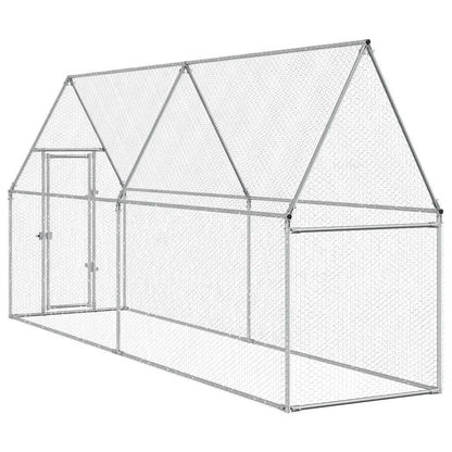 265053 - VIDAXL Kafaz për Pula, Ngjyrë Argjendi 400x100x190 cm, Çelik i Galvanizuar