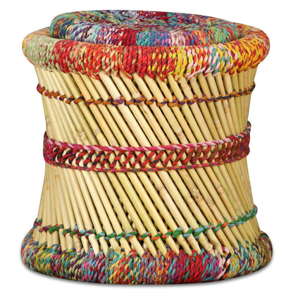 265062 - VIDA XL Karrige me Detaje Chindi, 2 copë, Bambu Shumëngjyrëshe