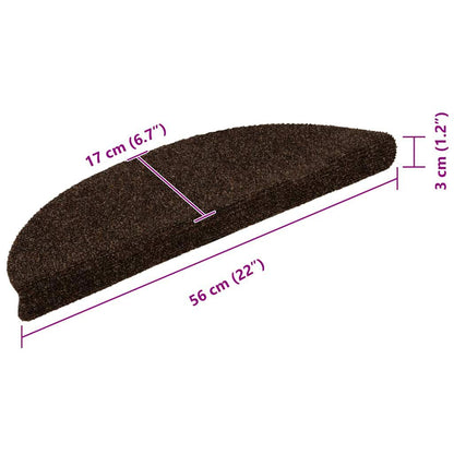 280147 - VIDAXL Tapete Shkallësh Vetëngjitëse 15 copë 56x17x3 cm Kafe Gjysmë e Rrumbullakët
