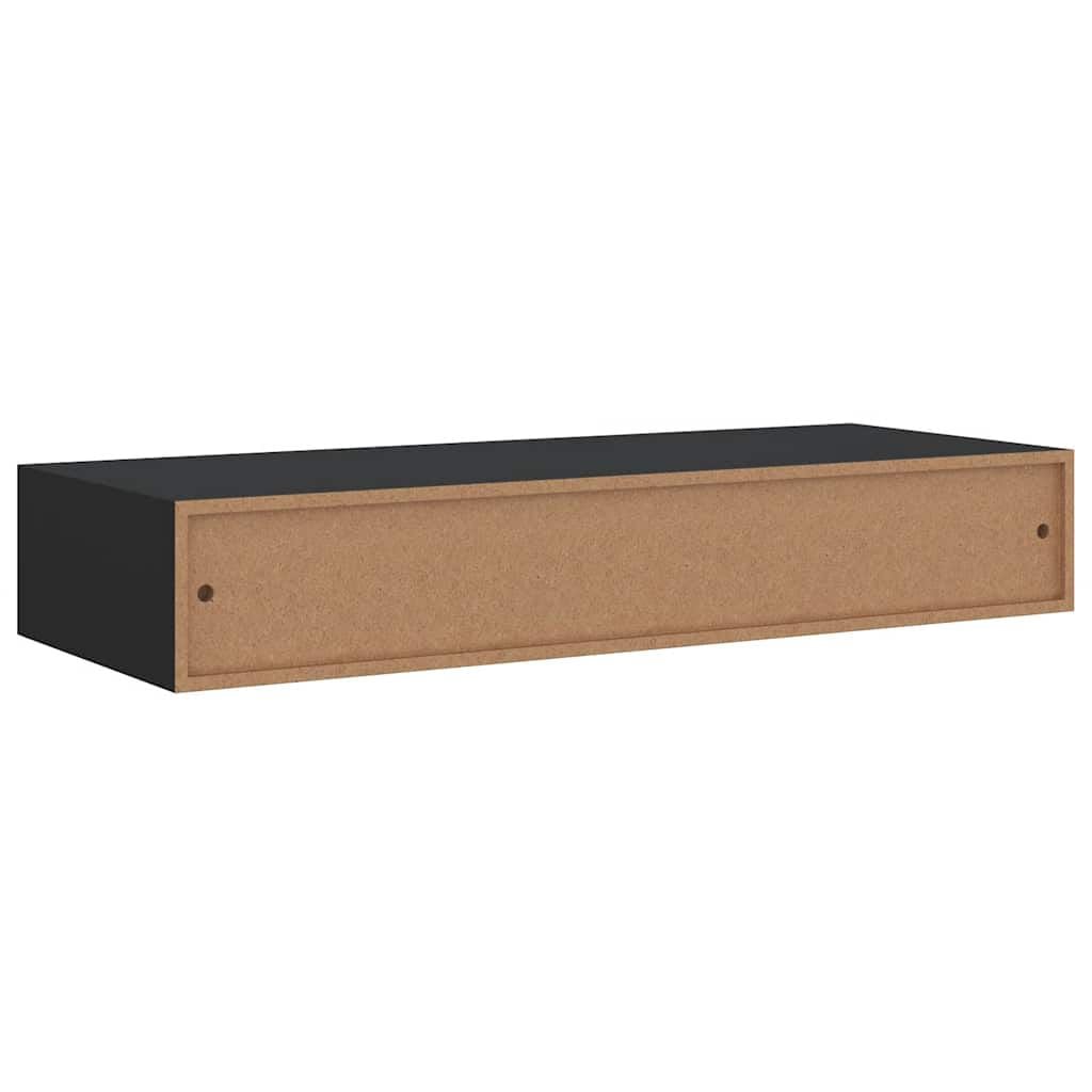 280151 - VIDAXL Raft sirtari i montuar në mur, ngjyrë e zezë 60x23,5x10 cm, MDF