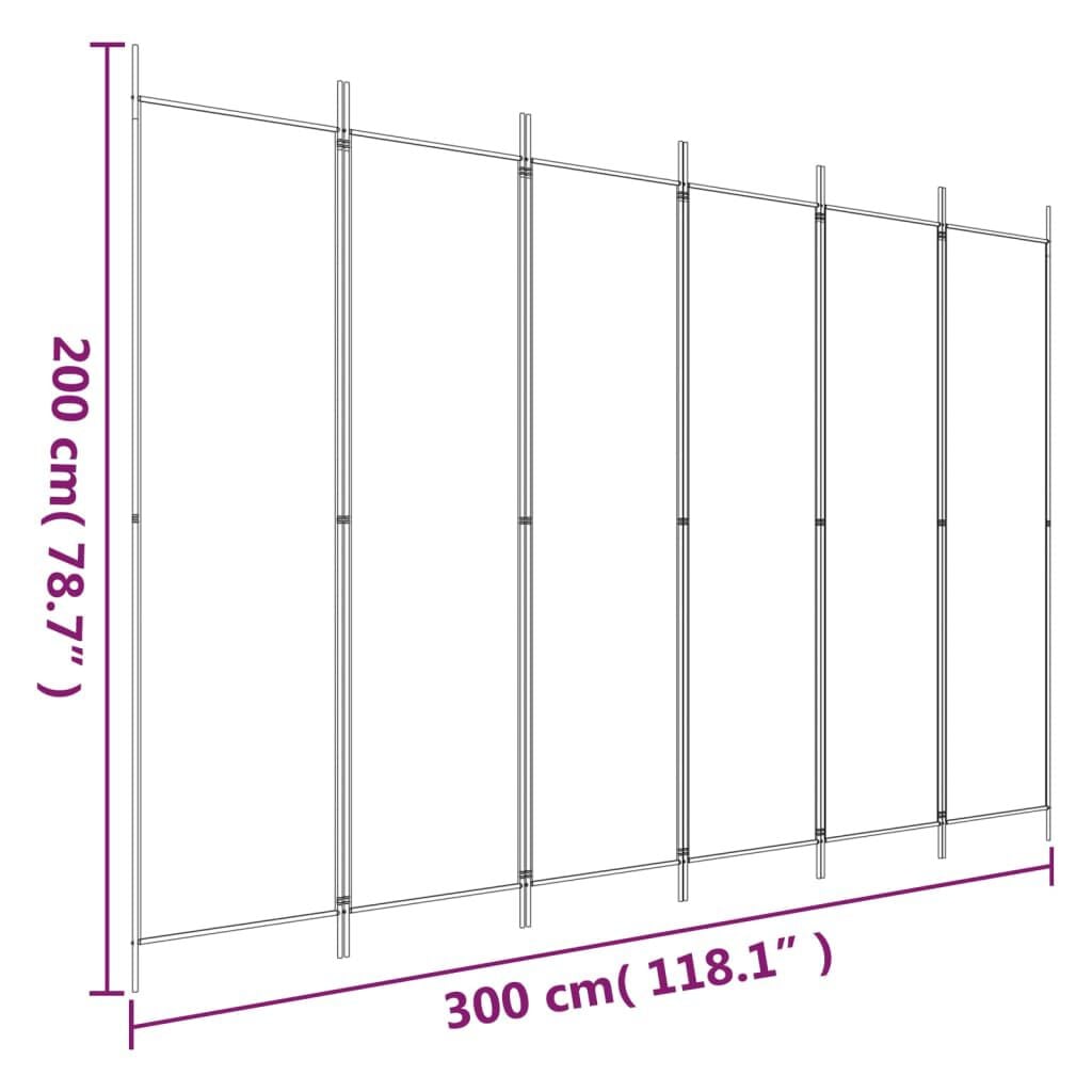 265175 - VIDAXL Ndarës Dhome me 6 Panele, ngjyrë e zezë, 300x200 cm, pëlhurë