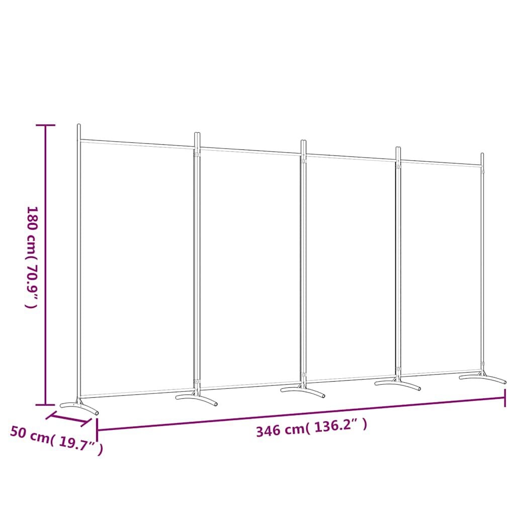 265177 - VIDAXL Ndarës Dhome me 4 Panele, ngjyrë e zezë, 346x180 cm, material