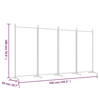 265177 - VIDAXL Ndarës Dhome me 4 Panele, ngjyrë e zezë, 346x180 cm, material