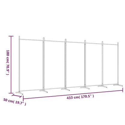 265178 - VIDAXL Ndarës Dhome me 5 Panele, ngjyrë e zezë, 433x180 cm, material