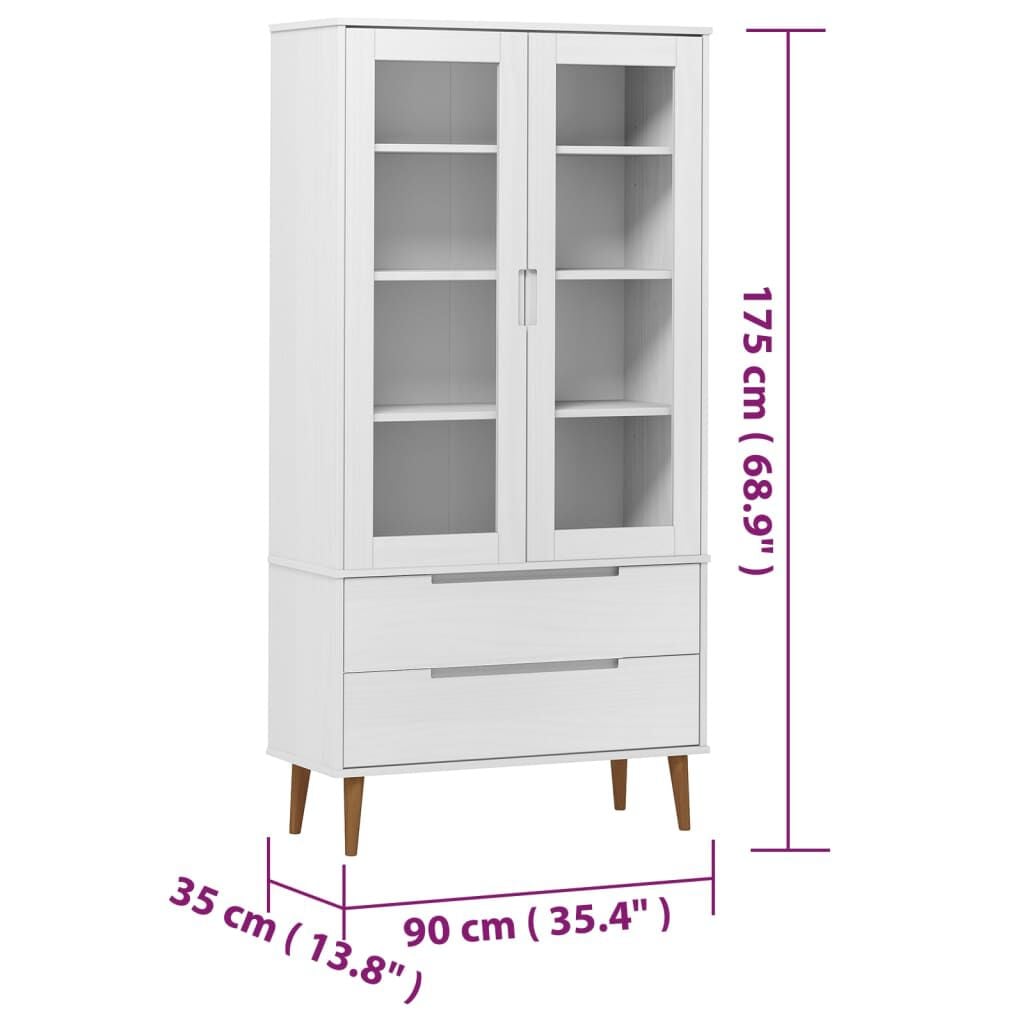 280197 - VIDAXL Dollap Vitrine "MOLDE" i Bardhë 90x35x175 cm Dru Pishe i Fortë