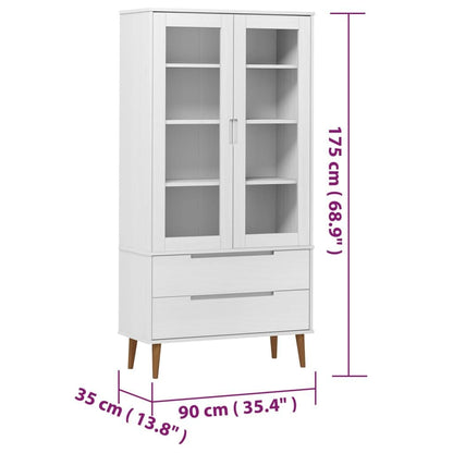 280197 - VIDAXL Dollap Vitrine "MOLDE" i Bardhë 90x35x175 cm Dru Pishe i Fortë