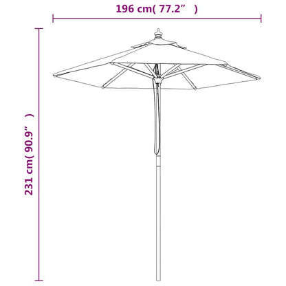 265214 - VIDA XL Çadër dielli për kopsht me shkop druri, ngjyrë rëre 196x231 cm