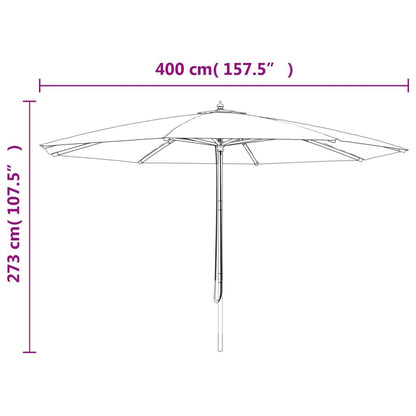 280236 - VIDAXL Çadër dielli për kopsht me shkop druri, ngjyrë bezhë 400x273 cm