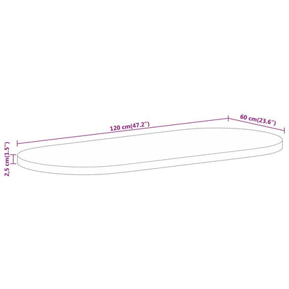 265231 - VIDAXL Sipërfaqe Tavoline 120x60x2,5 cm Ovale prej Druri të Masturbuar Mango