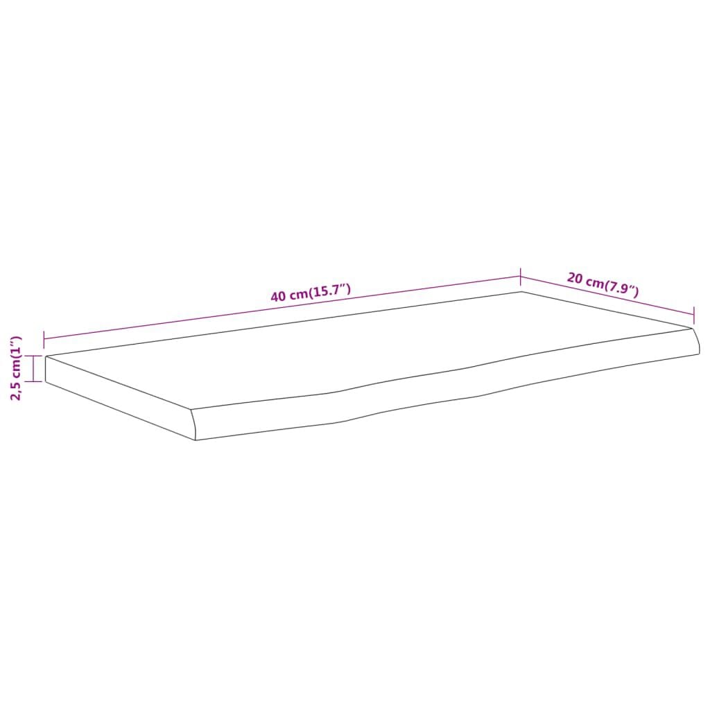 265234 - VIDAXL Raft Muri Drejtkëndor 40x20x2,5 cm me Dru Akazie me Skaje të Gjerë