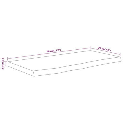 265234 - VIDAXL Raft Muri Drejtkëndor 40x20x2,5 cm me Dru Akazie me Skaje të Gjerë