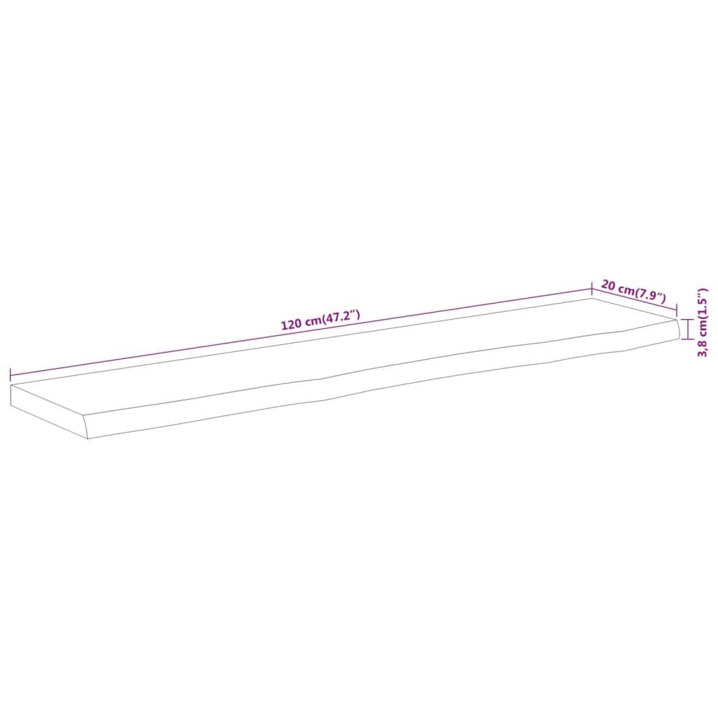 265235 - VIDAXL Raft Muri Drejtkëndor 120x20x3,8 cm me Dru të Masturbuar Akazie me Skaje të Gjerë