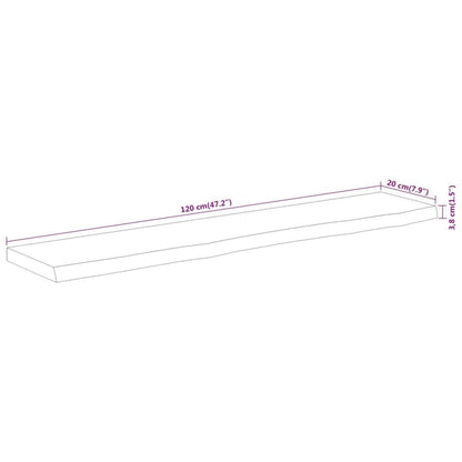 265235 - VIDAXL Raft Muri Drejtkëndor 120x20x3,8 cm me Dru të Masturbuar Akazie me Skaje të Gjerë