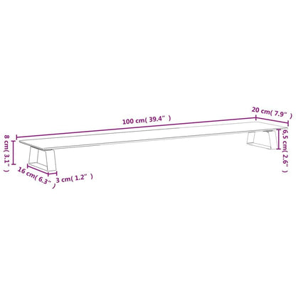 265267 - VIDA XL Stand Monitori E Bardhë 100x20x8 cm Xham i Temperuar dhe Metal i Temperuar