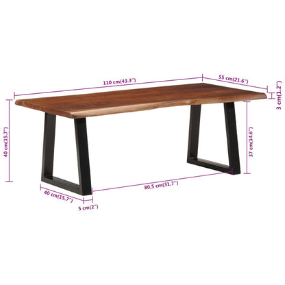 265271 - VIDAXL Tavolinë kafeje Ngjyrë kafe mjalti 110x55x40 cm Dru i fortë, ngjyrë akacie
