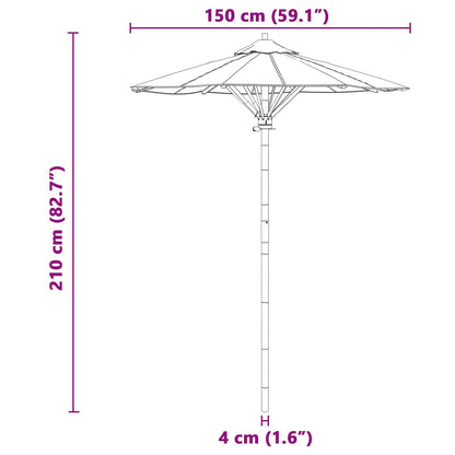 280376 - vidaXL Çadër kopshti Elegante , Ngjyre Kremë dhe e Bardhe Ø 150 x 210 cm Bamboo