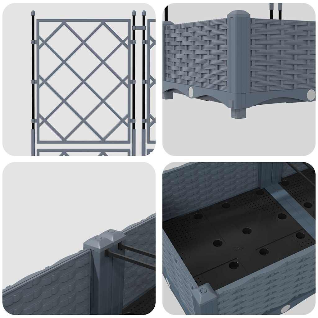 265352 - vidaXL Garden Planter 2 pcs LiGht Grey 80 x 40 x 125.5 cm Plastic