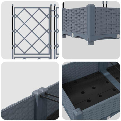 265352 - vidaXL Garden Planter 2 pcs LiGht Grey 80 x 40 x 125.5 cm Plastic