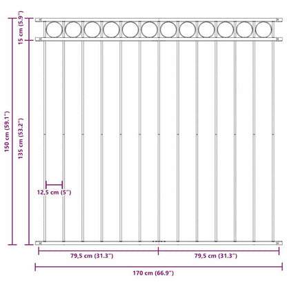 280402 - vidaXL Element Gardhi ASSEN i Bardhë 170 x 150 cm Çelik
